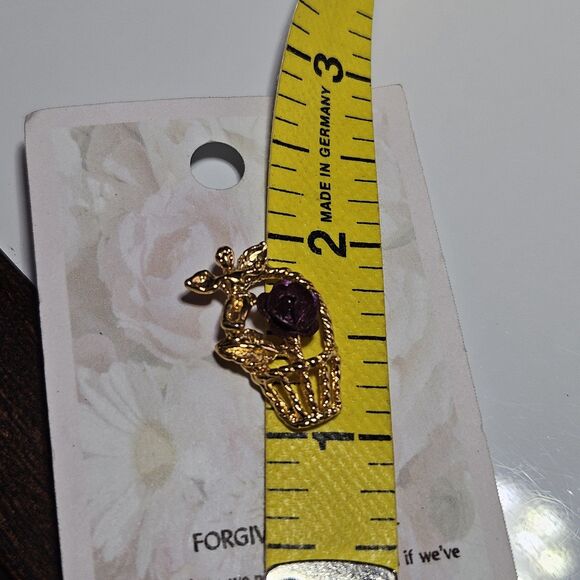 *Sale*Gold Tone Forgiveness Angel Red Flower Pin With Beautiful Thoughtful Mssge - Picture 5 of 11